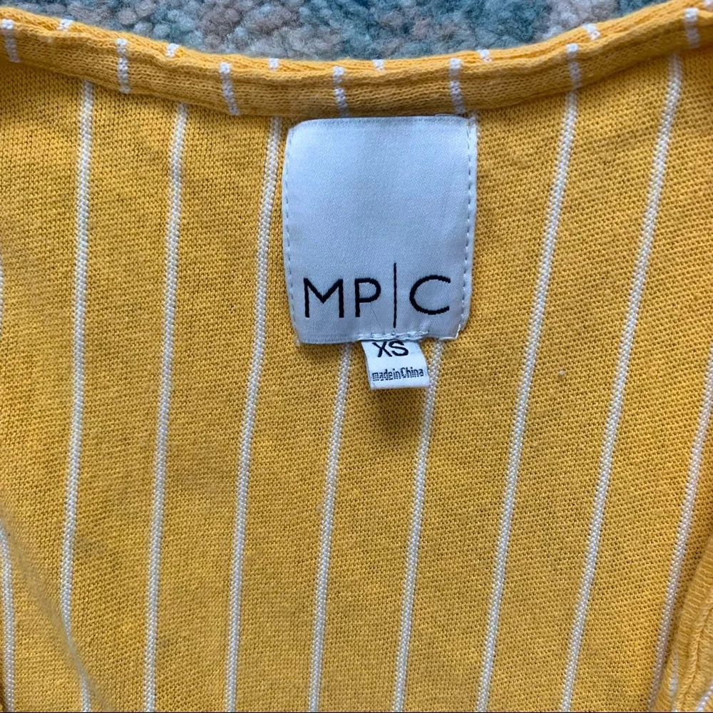 MPC yellow stripe front tie midi dress
